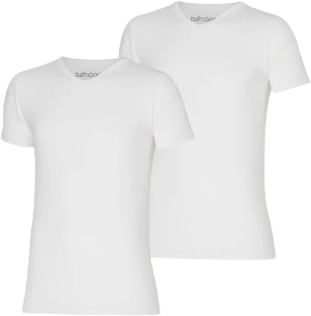 Apollo heren T-shirt Bamboe - V Hals- 2-pack - Wit  - S