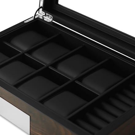 Walnotenhouten Fineer Displaybox met 8 Vakken voor Horloges en Manchetknopen