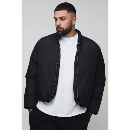Plus Mono Gewatteerde Oversized Bomberjack | Black | Size 2XL