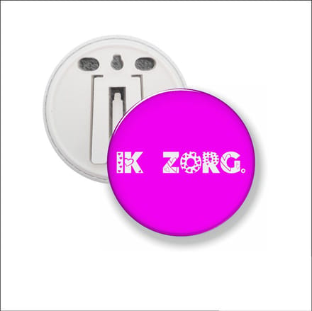 Button Met Clip 58 MM - Ik Zorg - Diep Roze