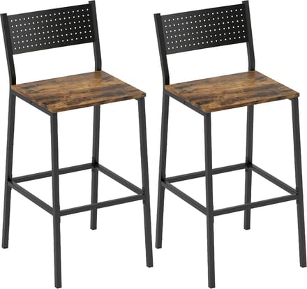 HOMCOM barkruk - Metaal, MDF - 43,2 x 50,5 x 97,8 cm - Rustiek bruin