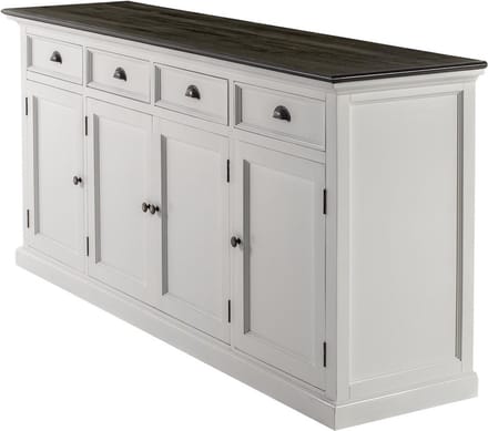 HalifaxContrast dressoir 4 deuren, 4 laden wit, zwart.