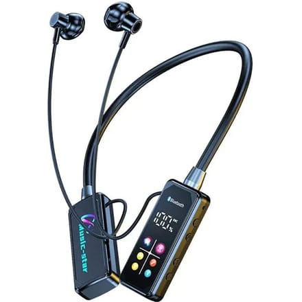 Bluetooth 5.4 Oortelefoons Draadloze Koptelefoon LED Display Nekband Headsets HiFi Stereo Oordopjes Ondersteunen Oortelefoon Monitor TF Afspelen zwart
