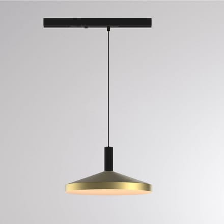 Molto Luce LED-railhanglamp LORA III, messing Ø 36 cm, 40°, CCT, 3-fasig