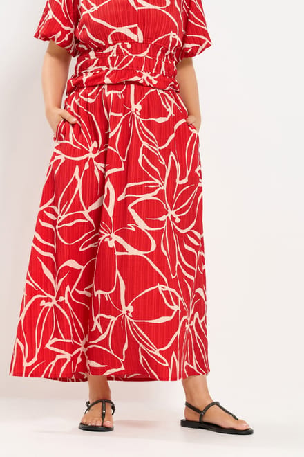 Yours Rode Rok Met Bloemenprint Size 44