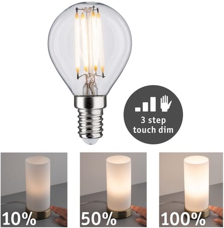 Filament 230 V Touch Dim LED-kogellamp E14 432lm 5W 2700K dimbaar Helder