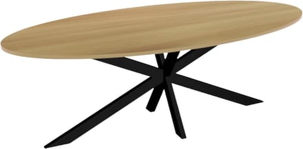 Ovale Eettafel - Eetkamertafel - Grote Gezinnen - Stevig MDF Blad - 240cm Lang - Lichtbruin