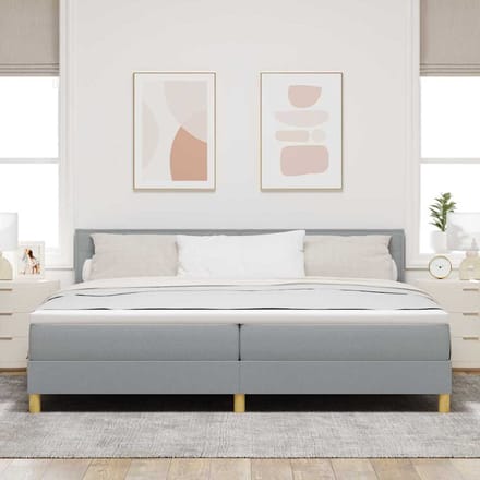 vidaXL - Boxspring - bed - met - kussen - Lichtgrijs - 200 - x - 200 - cm - Stof