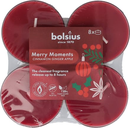 Bolsius Maxilicht Merry Moments 8 stuks