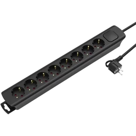 Sencys Stekkerdoos 8-voudig Zwart 1,5 Meter