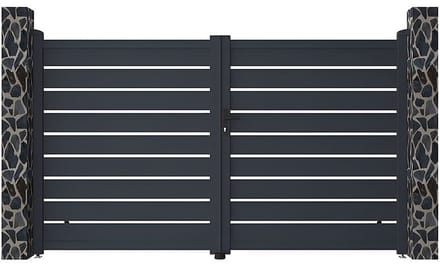 Vente-unique Draaihek in opengewerkt aluminium L 305 x H 180 cm antraciet - PRIMO