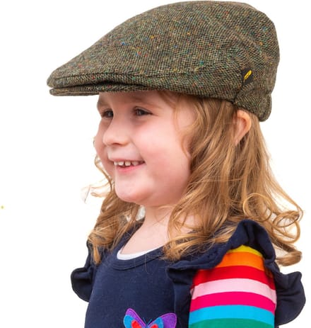 Hatman of Ireland Kids Tweed Flat Cap Green Large (53-56cm)
