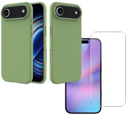 Shockproof Backcover - Liquid Silicone Soft Hoesje - Geschikt voor: iPhone Air - Groen + 2x Screenprotector Beschermglas - Glasplaatje