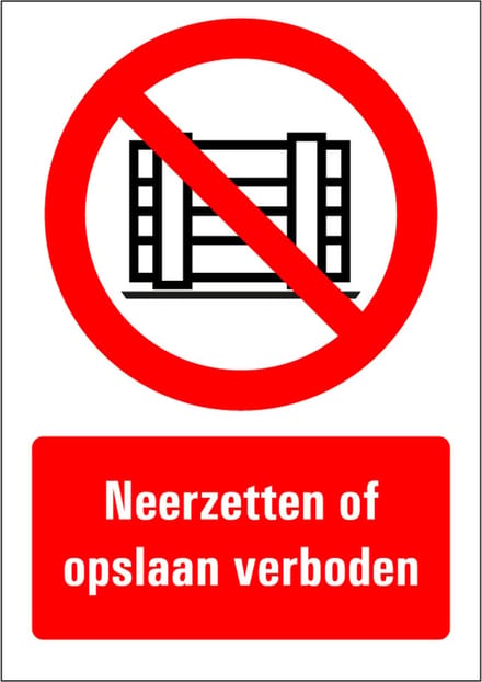 Neerzetten of opslaan verboden tekststicker 297 x 210 mm (A4)