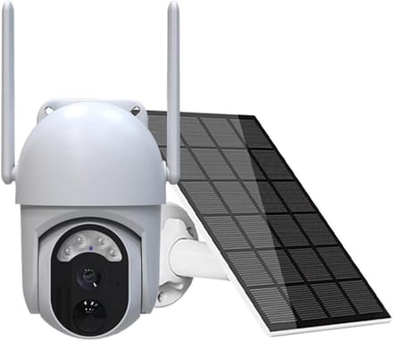 Beveiligingscamera Zonne-energie - Buitencamera WiFi - Huisbewaking - 360 graden weergave - 3MP - Wit