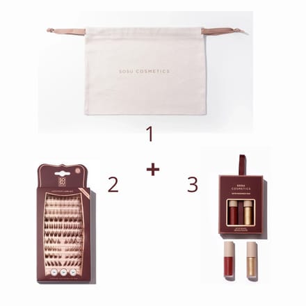 SOSU | Beauty Set 01 - Blush - Highlighter - Lashes - Canvas bag - Vegan