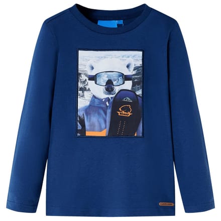 vidaXL - Kindershirt - met - lange - mouwen - 92 - jeansblauw