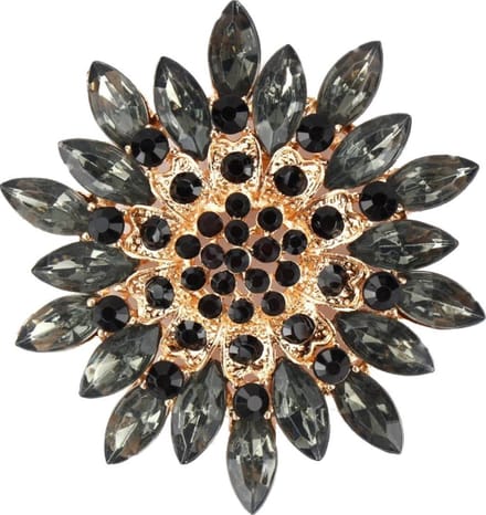 Fako Bijoux - Broche - Bloem - Ster - XXL - 68mm - Goudkleurig - Grijs