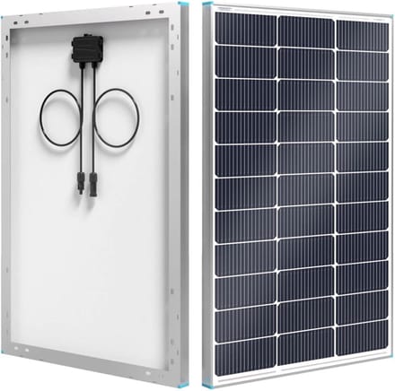 Renogy 16BB N-type 100Watt 12V solar panel, 25% high efficiency, PV module charger, solar panel for RV Marine Rooftop farm battery and other off-grid applications, 500Wh