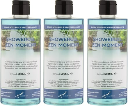 Douchegel Zen Moment 500 ml - met klepdop - set van 3 stuks - transparant - Showergel