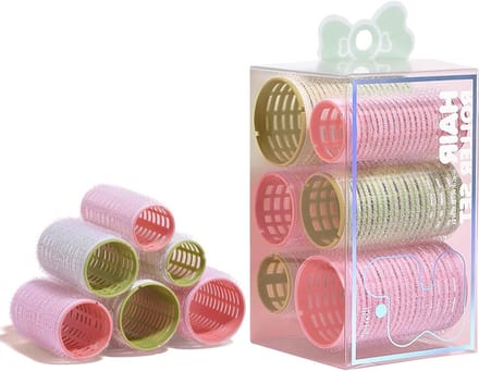 Set van 6 Zelfklevende Haarrollers in 3 Maten voor het Stylen van Korte en Lange Haarstijlen