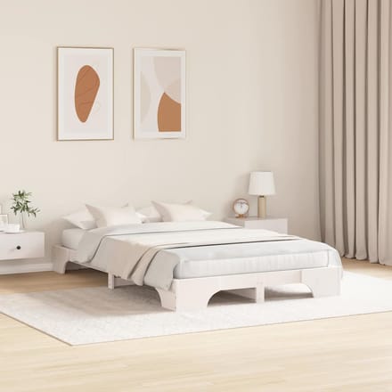 vidaXL - Bedframe - Wit - 120 - x - 200 - cm - Massief - grenenhout