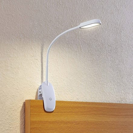 PRIOS - Klemlamp- met dimmer - 1licht - ABS, polycarbonaat - H: 51 cm - wit - Inclusief lichtbron