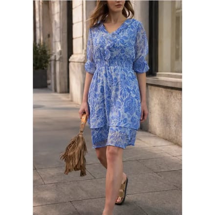 Knielange jurk met bloemenprint