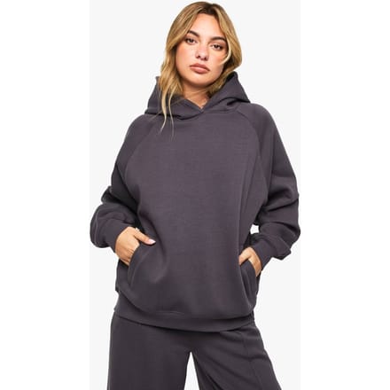 boohoo Dames Raglan Oversized Hoodie met raglannaad | Houtskool | Maat: Medium