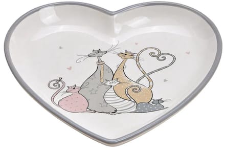 2x Decoratief bord , hartvorm, katten, keramiek, 20x3x20