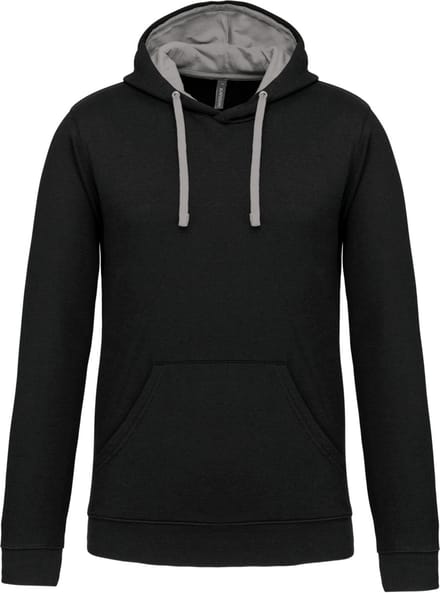 Kariban Hooded sweater met contrasterde capuchon K446 - Black / Fine Grey - M