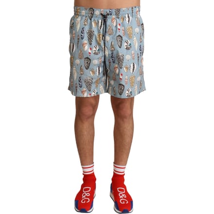 Dolce & Gabbana Heren Blauwe Zeeschelp Strandkleding Zwemkleding Shorts