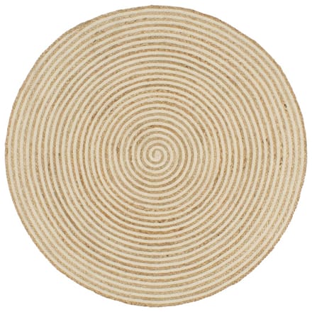 vidaXL - Vloerkleed - handgemaakt - met - spiraal - ontwerp - 90 - cm - jute - wit