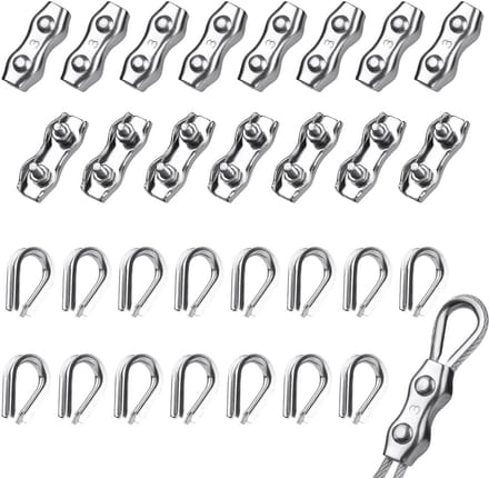 30-Delige Kabelklem Set met Kousen voor 1,5-2mm Staalkabel