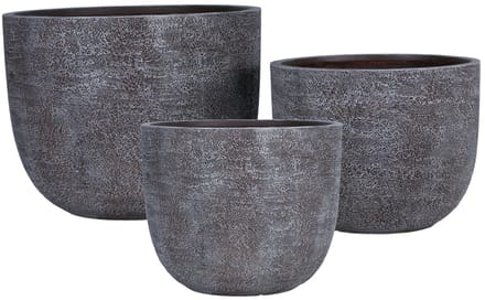 PTMD Delsey Brown GRC Structure Pot Big Set Of 3