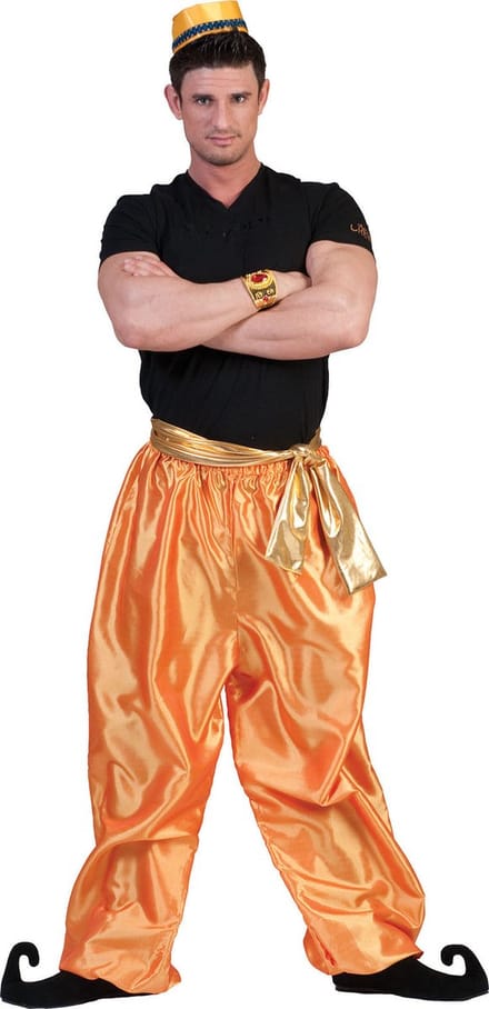 Broek Ali Baba deluxe goud/oranje met band