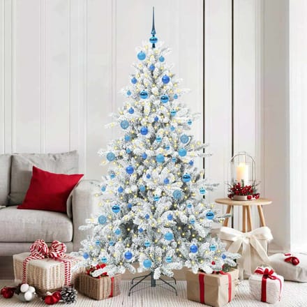 vidaXL - Kunstmatige - Hinged - Kerstboom - Wit - 180 - cm - PVC - en - Staal