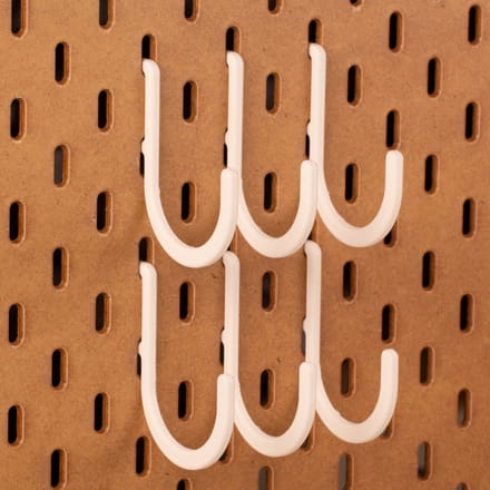 6-pack Ronde haakjes voor Ikea Skadis pegboards - Wit - Large - 45mm dubbel slot