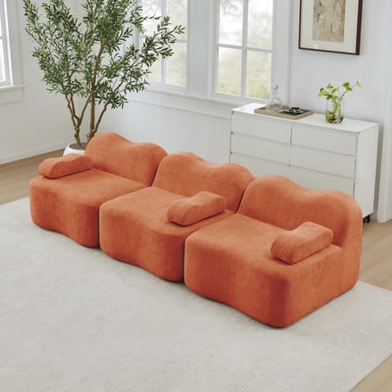 Modulaire Bank 3-Zits - Frameloze Fluwelen Sofa - Diepe Zit - Oranje