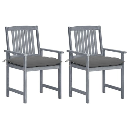vidaXL - Tuinstoelen - 2 - st - met - kussens - massief - acaciahout - grijs