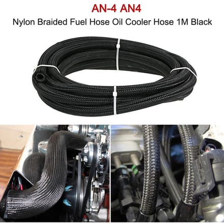 Tuyau de refroidissement de mazout tressé en nylon 1M noir AN10 black