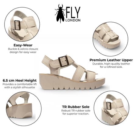 Fly London YUDD236FLY damessandalen met sleehak van gebroken wit leer
