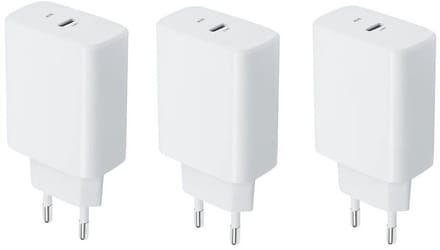 3 stuks OneOne 30W super snellader. Witte oplader met USB C. PD en Quick Charge lader adapter past op Apple iPhone SE 2, iPhone 8, iPhone 8 Plus, iPhone 10, iPhone X, iPhone XR, iPhone XS, iPhone XS Max, iPhone 11
