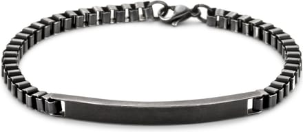 Frank 1967 Armband – 7FB-0677 - Naamplaat – 21 cm – Geborsteld Zwart Staal