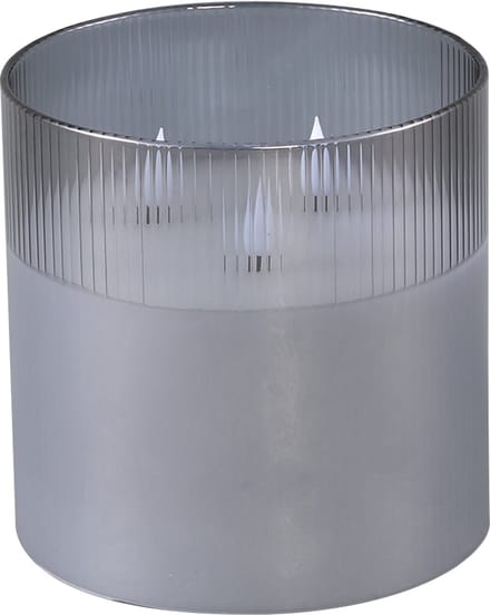 PTMD LED Windlicht grijs 15 x 15 x 15 cm - Led Stormlight Candle Grey glass S