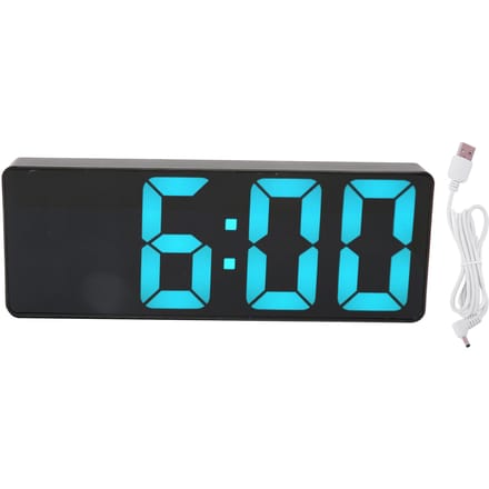 Digitale Wekker USB Batterijgevoed Groot Blauw Cijfer Desktop LED Spiegelklok met Temp blue