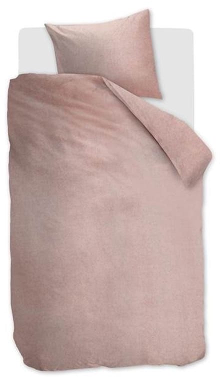 Snoozing Flanel Uni Dekbedovertrek - Eenpersoons - 140x200/220 cm - Soft Pink