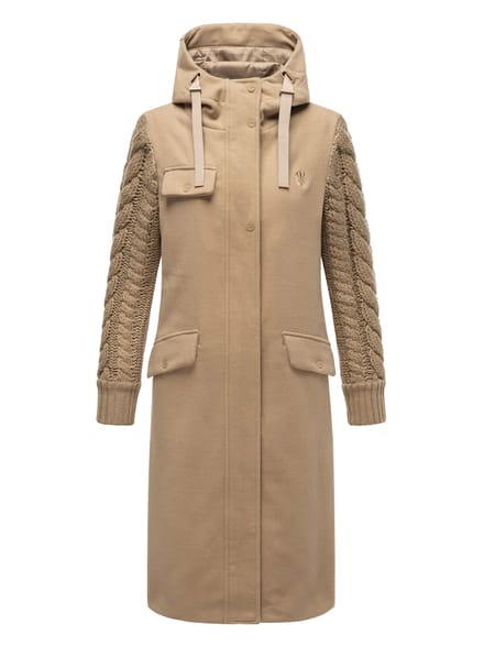 Navahoo Knit Babe dames wintermantel met gebreide mouwen