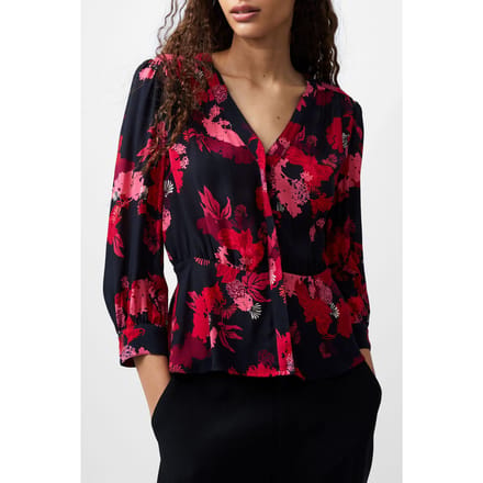 French Connection Foliage Chiara Balloon Slv Top Blackout Multi Größe: XS | Blusen Outlet | Damen | Schwarz