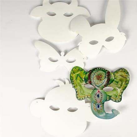Dierenmaskers, H: 13-24 cm, B: 20-28 cm, 230 gr, wit, 100 stuk/ 1 doos